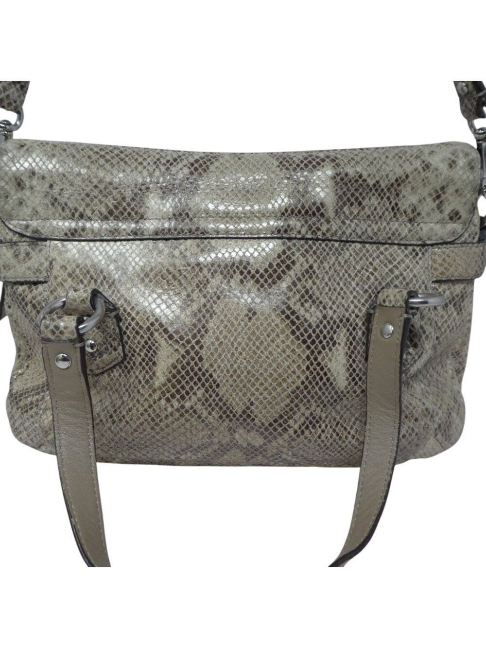 Coach Campbell F27895 Snakeskin Print Leather Satchel Shoulder Bag Purse - Picture 4 of 13